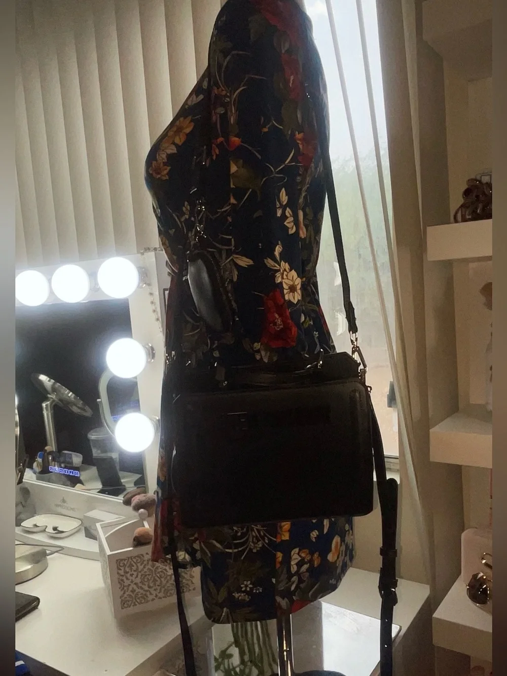 Steve Madden Black Boxy Leather Crossbody Bag